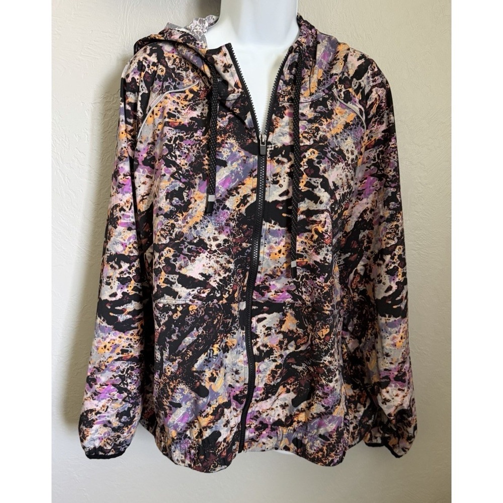 Fabletics The One Jacket Womens Size XXL Hooded Full Zip Windbreaker Reflective